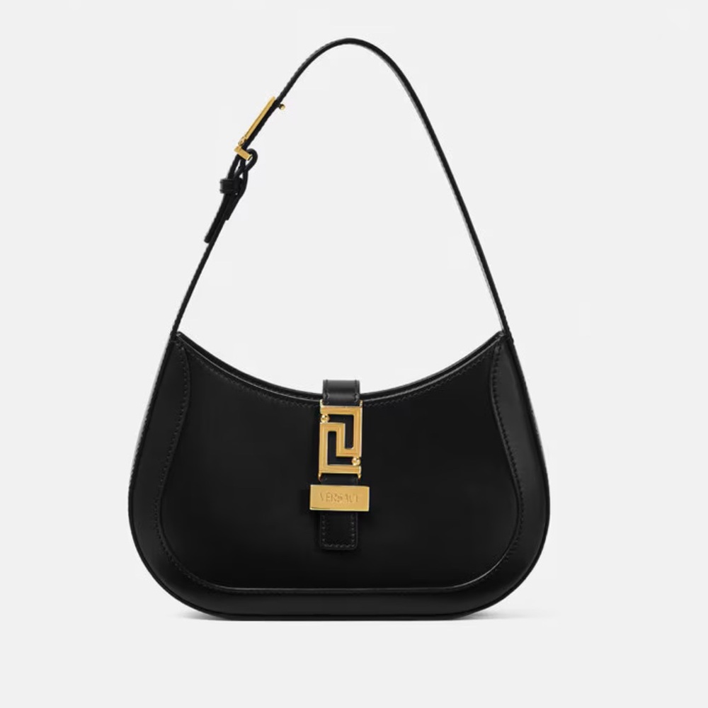 New! Versace
Greca Small Leather Hobo Bag